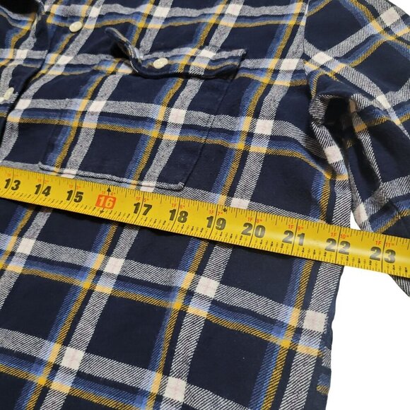 Old‎ Navy Womens Boyfriend Plaid Shirt S Blue & Yellow Flannel Top - Picture 5 of 7
